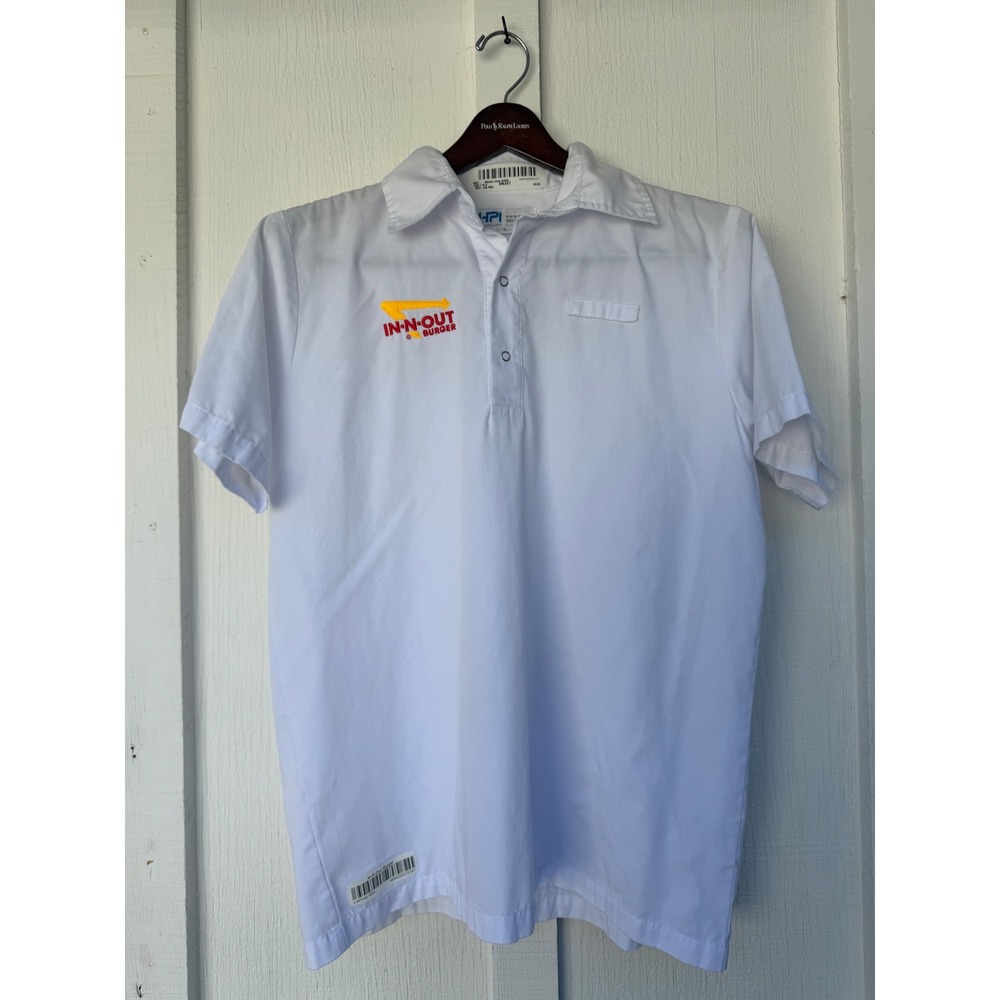 In-N-Out Burger Employee Uniform Shirt Mens Large White Short Sleeve HPI Work